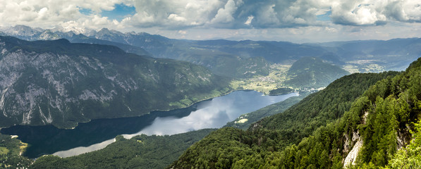 Fototapeta na wymiar Lake Bohinj. View from above. Slovenia