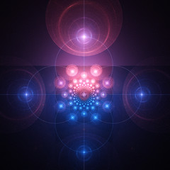 Screen of radar. Mysterious glow. 3D surreal illustration. Sacred geometry. Mysterious psychedelic relaxation pattern. Fractal abstract texture. Digital artwork graphic astrology magic