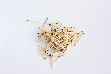 The inscription from the matches is fire. A word laid out of wooden matches in a frame.