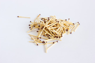 The inscription from the matches is fire. A word laid out of wooden matches in a frame.