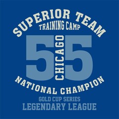 Design letters and numbers superior team chicago for t-shirts