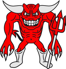 Fototapeta premium dämon hölle satan dreizack monster böse gefährlich gefräßig horror halloween grinsen