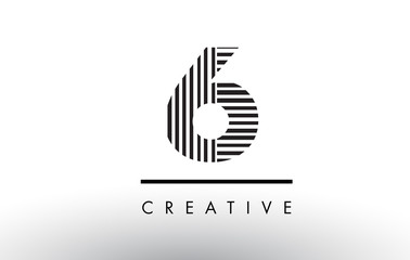6 Black and White Lines Number Logo Design.