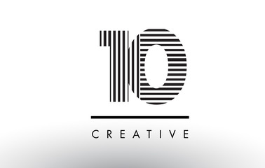 10 Black and White Lines Number Logo Design.