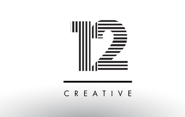 12 Black and White Lines Number Logo Design.