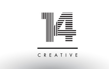 14 Black and White Lines Number Logo Design.