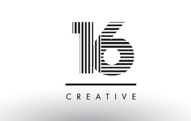 16 Black and White Lines Number Logo Design.