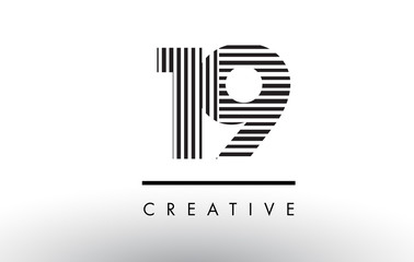 19 Black and White Lines Number Logo Design.