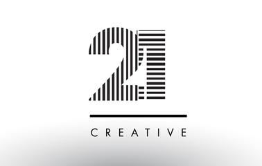 21 Black and White Lines Number Logo Design.