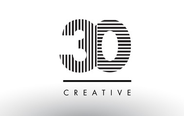30 Black and White Lines Number Logo Design.