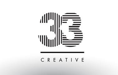 33 Black and White Lines Number Logo Design.