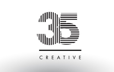 35 Black and White Lines Number Logo Design.