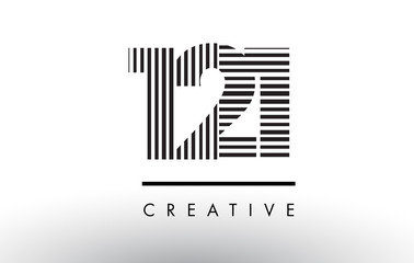 121 Black and White Lines Number Logo Design.