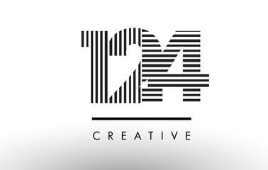 124 Black and White Lines Number Logo Design.