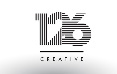 126 Black and White Lines Number Logo Design.