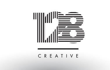 128 Black and White Lines Number Logo Design.