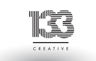 133 Black and White Lines Number Logo Design.