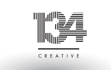 134 Black and White Lines Number Logo Design.
