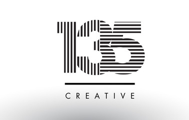 135 Black and White Lines Number Logo Design.
