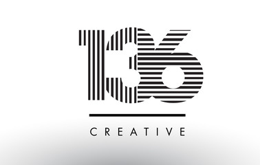 136 Black and White Lines Number Logo Design.
