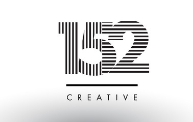152 Black and White Lines Number Logo Design.