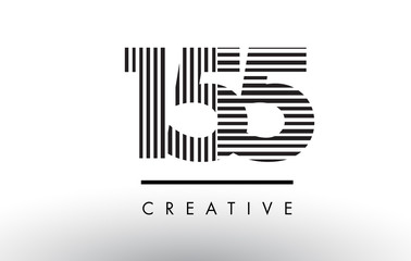 155 Black and White Lines Number Logo Design.