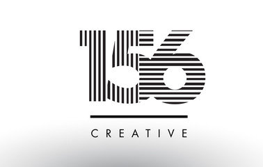 156 Black and White Lines Number Logo Design.