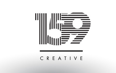 159 Black and White Lines Number Logo Design.
