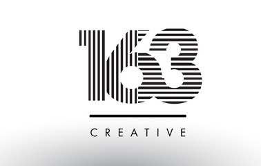 163 Black and White Lines Number Logo Design.