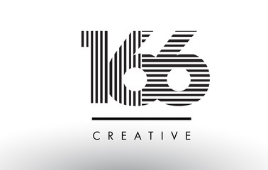 166 Black and White Lines Number Logo Design.