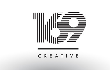 169 Black and White Lines Number Logo Design.