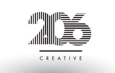 206 Black and White Lines Number Logo Design.