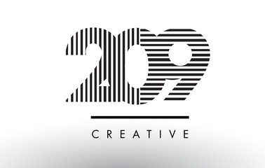 209 Black and White Lines Number Logo Design.