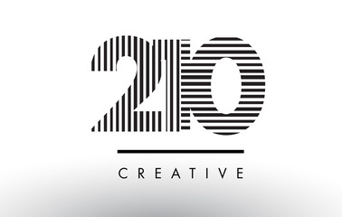 210 Black and White Lines Number Logo Design.