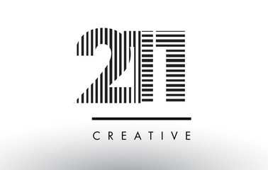 211 Black and White Lines Number Logo Design.