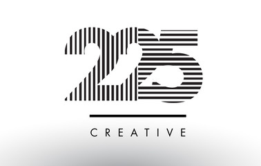 225 Black and White Lines Number Logo Design.