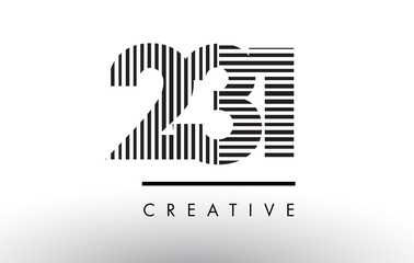 231 Black and White Lines Number Logo Design.