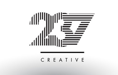 237 Black and White Lines Number Logo Design.