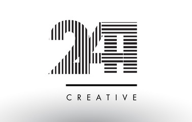 241 Black and White Lines Number Logo Design.