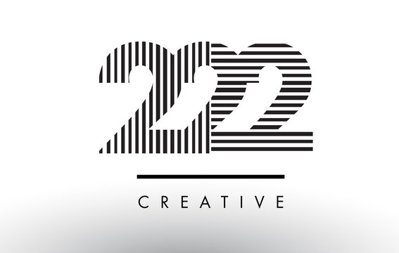 222 Black and White Lines Number Logo Design.