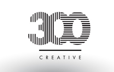 300 Black and White Lines Number Logo Design.