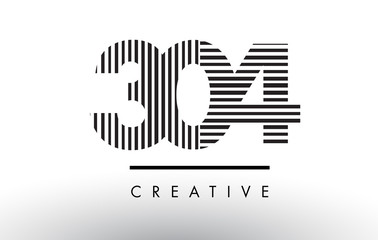 304 Black and White Lines Number Logo Design.