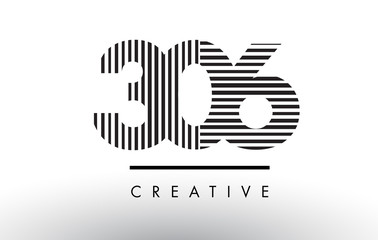 306 Black and White Lines Number Logo Design.