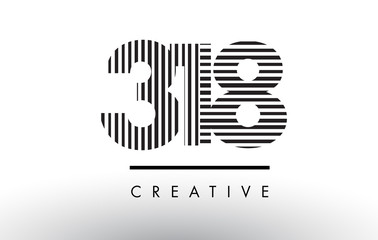 318 Black and White Lines Number Logo Design.