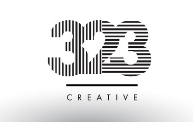 323 Black and White Lines Number Logo Design.