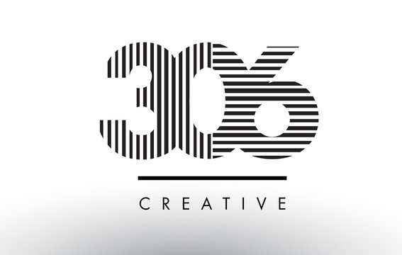 306 Black and White Lines Number Logo Design.