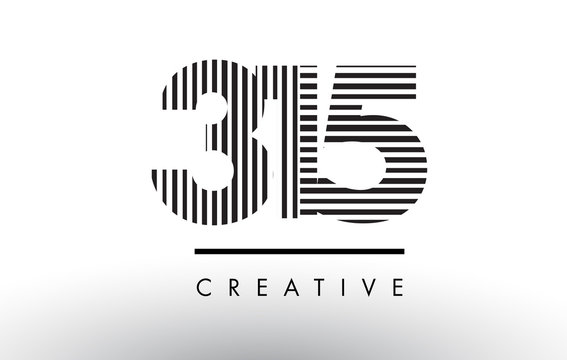 315 Black and White Lines Number Logo Design.