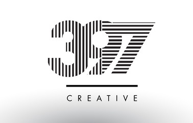 397 Black and White Lines Number Logo Design.