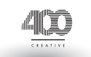 400 Black and White Lines Number Logo Design.