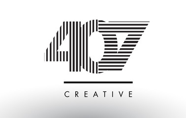 407 Black and White Lines Number Logo Design.